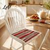 Chair Pad with Ties Cotton Linen Ties Square Summer Seat Lace Soft Yarn Trim 15.75" x Breathable Washable Mat for Dining Office Rattan