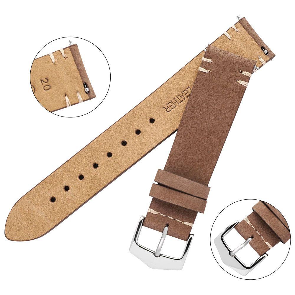 Кожаный ремешок для часов 20 мм 22 мм, ремешок для часов из натуральной воловьей кожи, мягкий и прочный, совместим с Huawei GT Samsung XIAOMI