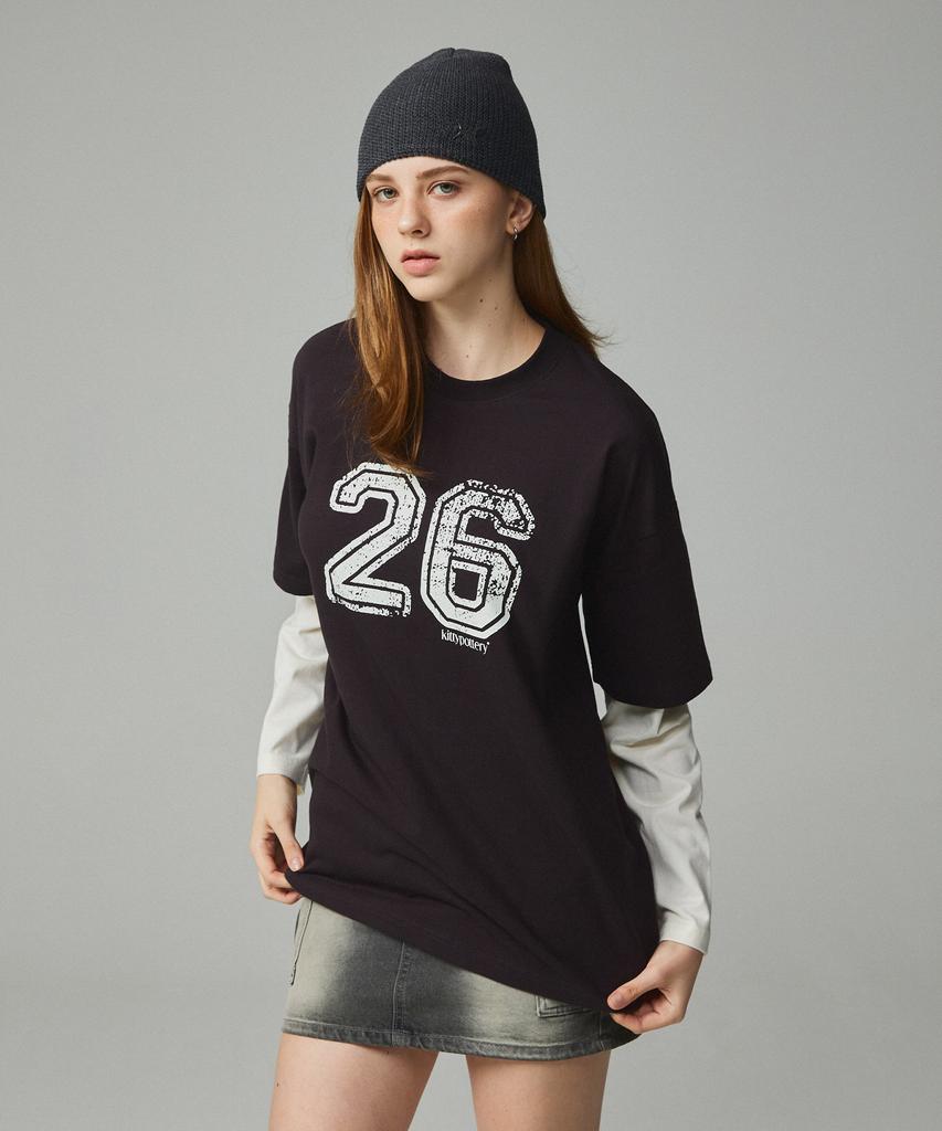 KITTY POTTERY 26 Layered T-Shirt Charcoal