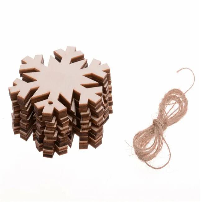 10pcs/pack Christmas DIY Wooden Pendants Tree Snowman Star Snowflake Ornaments Decorations for Christmas Xmas Tree Ornaments