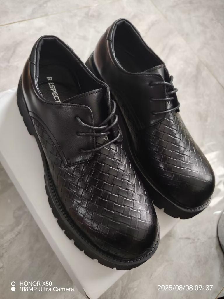 Кожаные мужские туфли с большой головой, новые кожаные туфли с круглым носком на платформе, повседневные, трендовые, деловые, на шнуровке, кроссовки, дерби