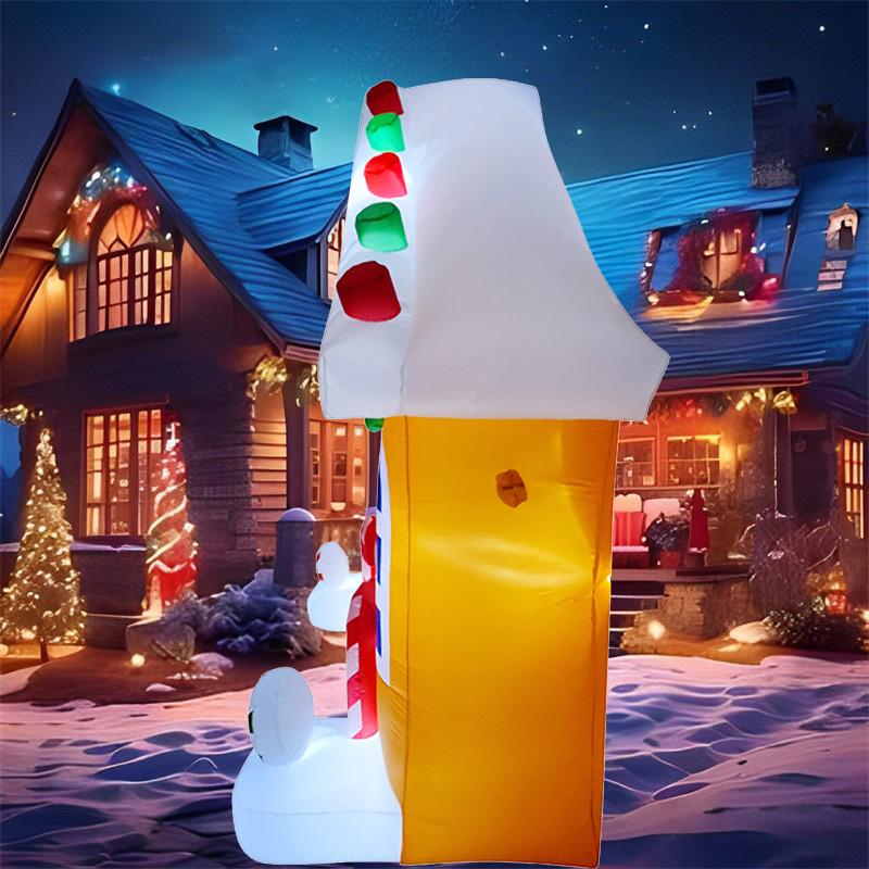 Inflatable Toys Christmas Decorations 2.7M/8.8FT House Archway Built-in LED Lights Inflated Model Ornament Xmas Party Decor Prop