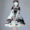 Japanese Gothic Lolita Dress Women Kawaii Bow Lace Dress Long Sleeve Princess Dress Halloween Costume Gift For Girls