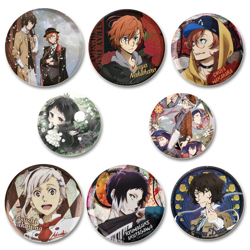 32/44/58mm Anime Bungo Stray Dogs Pins Dazai Osamu Cartoon Badge Armed Detective Agency Handmade Brooches Breastpin for Backpack Clothes