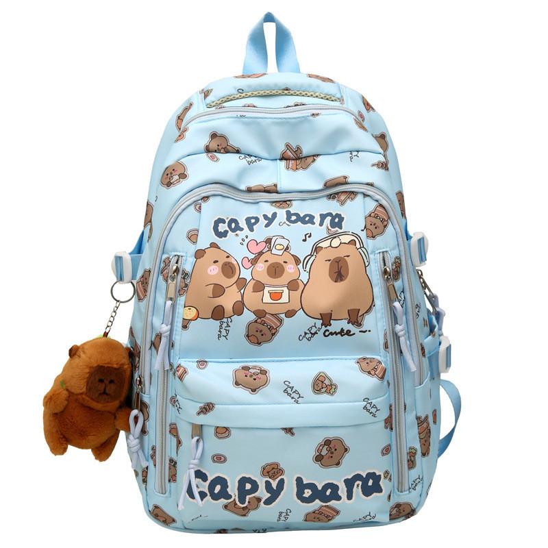 Capitn Capybara Anime Cartoon Nylon Backpack With Breathable Design For School Teens Special Characters Included