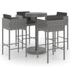 Maison Exclusive - Ensemble de bar de jardin 5 pcs et coussins Résine tressée Gris