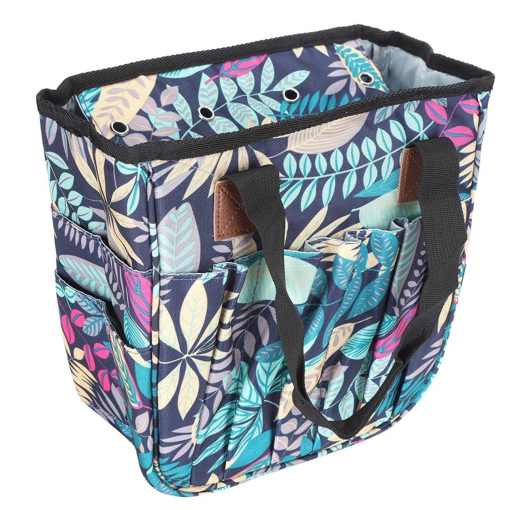 Storage Bag Multifunctional Oxford Cloth Cylindrical Woolen Sundries Organizer PacketBlue Leaves