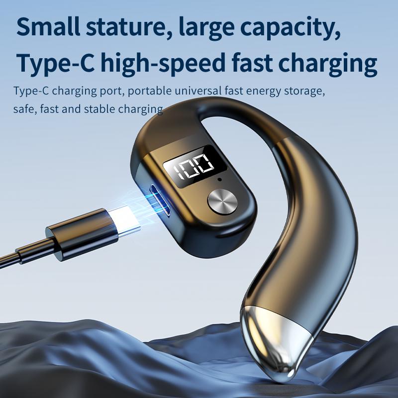 Мини Bluetooth 5.4 Наушник Одинарный Ушной Крючок Бизнес Наушник Светодиодный Дисплей Hi-Fi Стерео Шумоподавление Спорт Водонепроницаемая Гарнитура