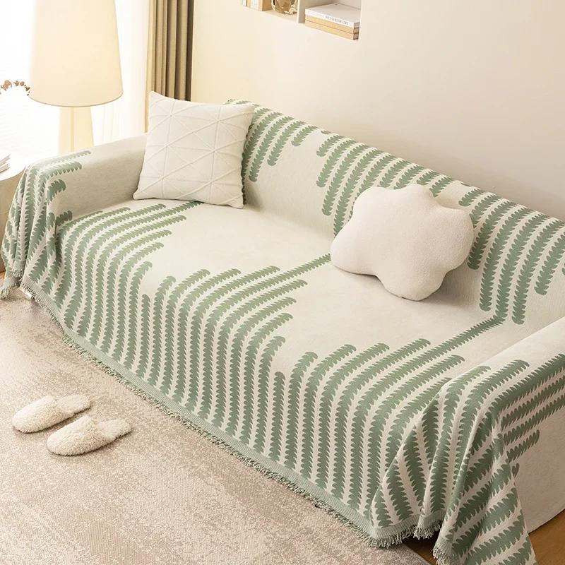Nordic Simple Sofa Throw Blanket Chenille Sofa Cover with Tassel Four Season Multifunctional Couch Towel Blanket Beds Blanekets