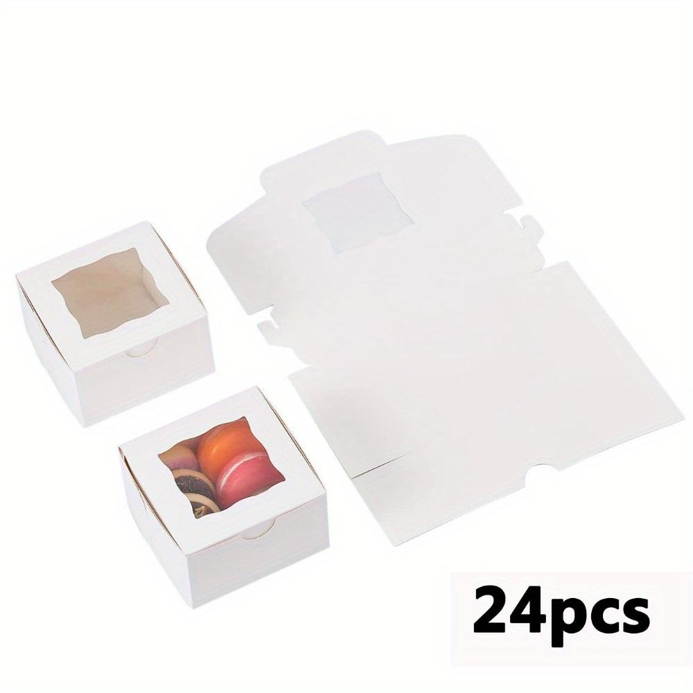 24 шт. Мини-подарочные коробки с окном, идеально подходят для демонстрации и упаковки подарков, идеально подходят для Рождества, Нового года, свадеб, юбилеев и вечеринок, поделок своими руками