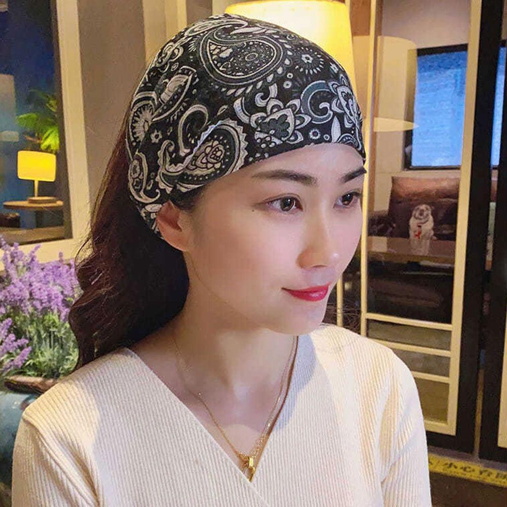 Хлопковая широкая повязка на голову Бохо повязка для волос Стильный головной убор для умывания лица, макияжа, йоги, тренировок