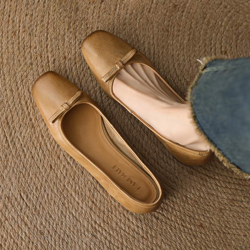 Krazing Pot Модные женские туфли из коровьей кожи весна-осень на низком каблуке с круглым носком и бабочкой на плоской подошве