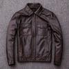 First Layer Cowhide Retro Stone Grinding Old Leather Jacket Men's Cotton Slim Short Leather Jacket