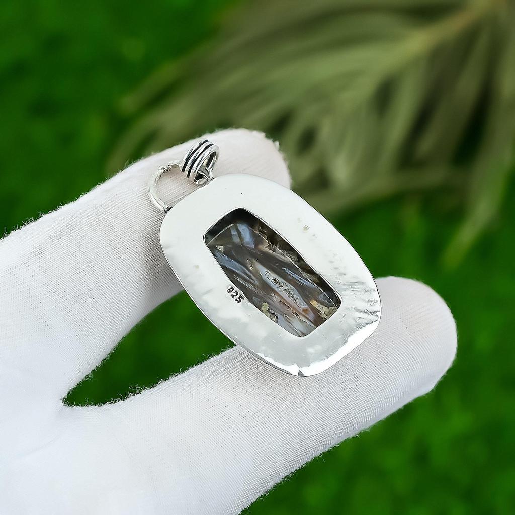 Daughters Day Deal 925 Sterling Silver Natural Stick Agate Bezel Unique Pendant