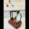 Magnifying Glass with Wooden Lamp Type Stand Vintage Antique Magnifier Reading Lens with Leather Case