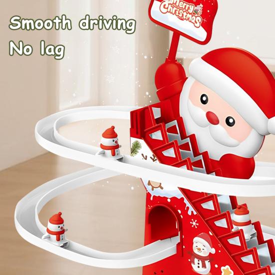 Рождественская игрушка-горка с лестницей и музыкой и светом для малышей, мальчиков и девочек, Санта-Клаус, американские горки, игрушка-гоночный трек со скольжением с 3 маленькими снеговиками