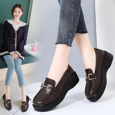 Туфли на платформе, женские повседневные туфли, женские туфли из маленькой кожи, кожаные универсальные туфли на высокой платформе, женские