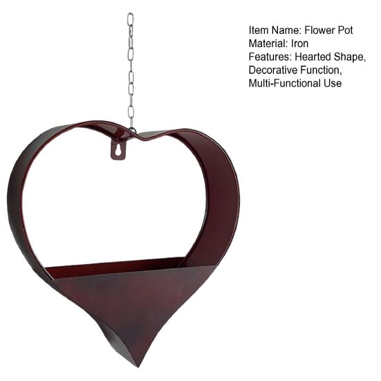 Настенный цветочный горшок в форме сердца для комнатных и уличных растений, металлическая вешалка для растений, декоративный садовый горшок