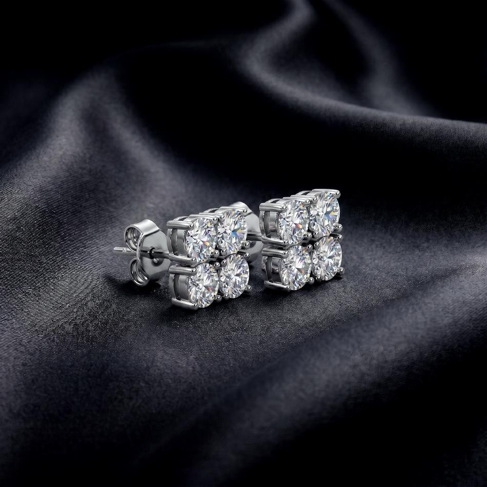 WUIHA Vintage 100% 925 Sterling Silver VVS1 D Color Real GRA Moissanite Diamonds Wedding Engagement Studs Earrings Fine Jewelry