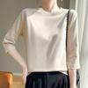 Весна-лето женская футболка с круглым вырезом из шелковистого хлопка с коротким рукавом, женственная хлопковая рубашка с укороченным рукавом