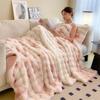 Luxury Super Soft Faux Rabbit Fur Blanket Fluffy Pink White Gradient Throw Blankets for Sofa Bed Winter Warm Thick Plush Blanket