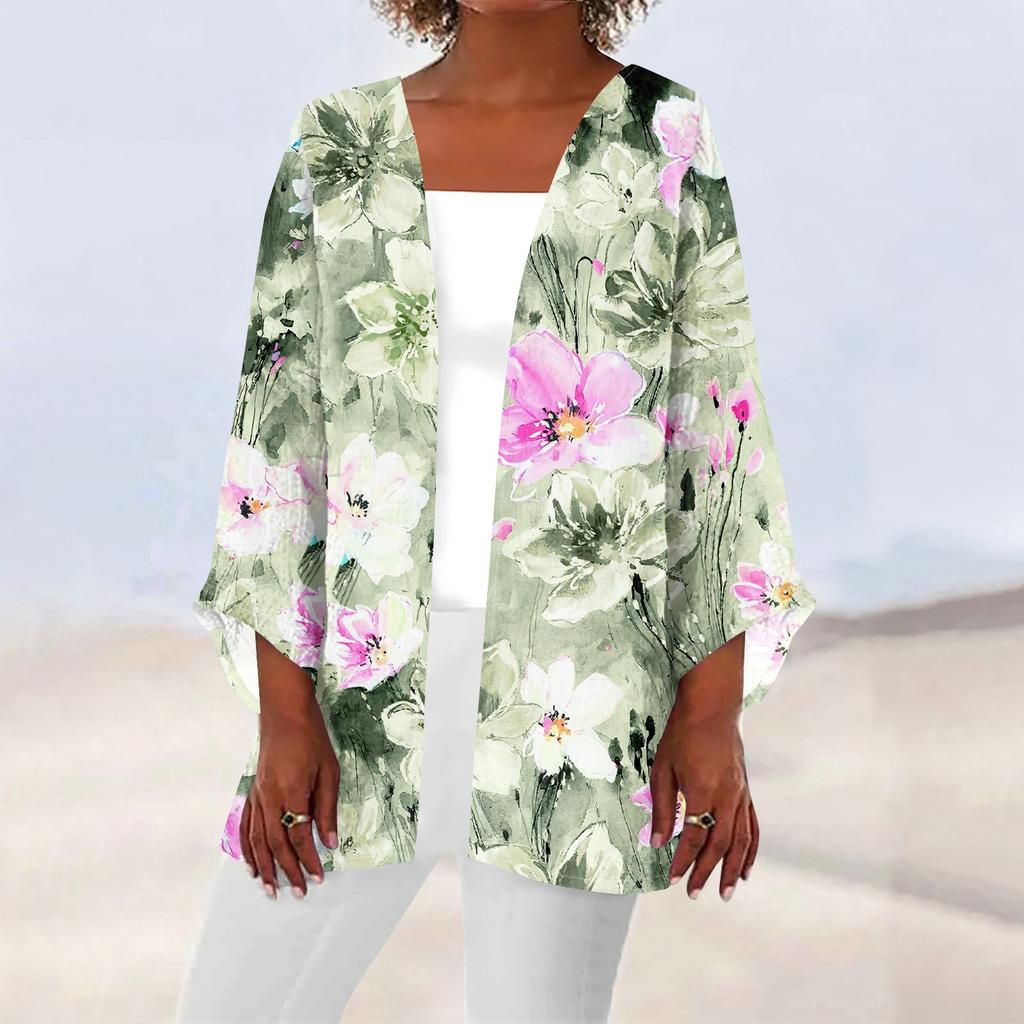 Женская повседневная модная легкая куртка средней длины с принтом, кардиган