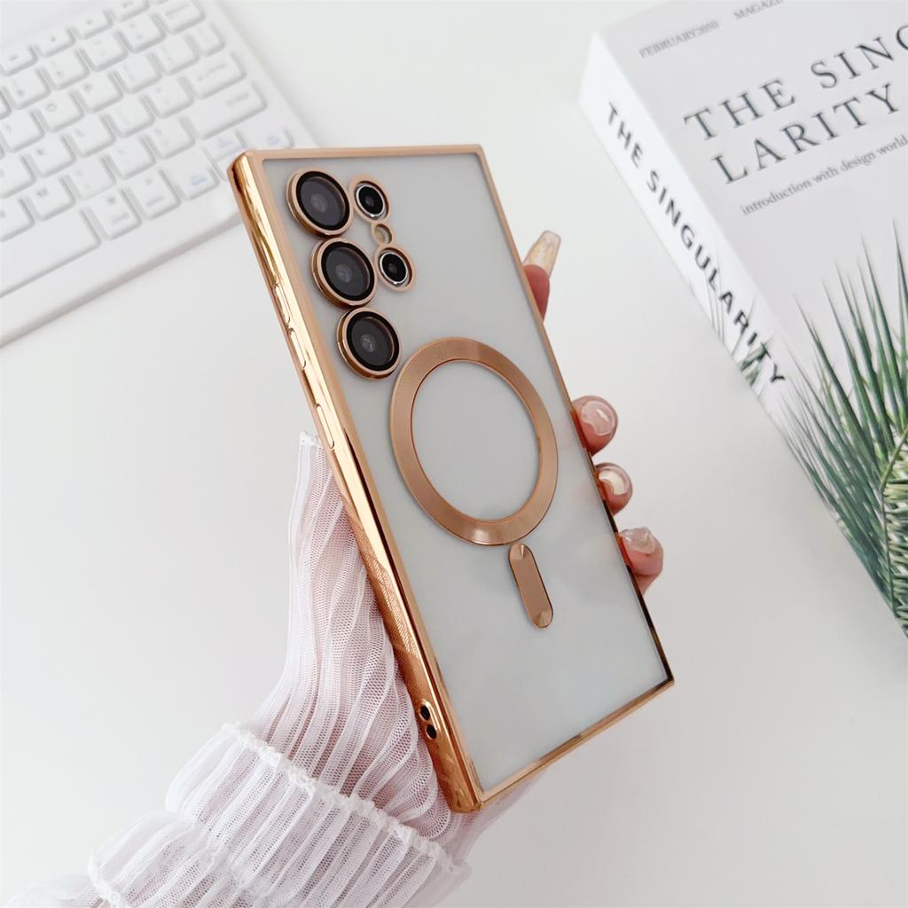 Luxury Plating for Magsafe Magnetic Wireless Charging Case for Samsung Galaxy S25 S24 S23 S22 S21 FE Plus Note 10 20 Ultra Cover