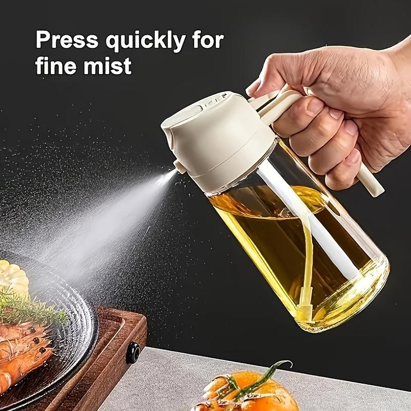 1pc Leak-Proof Olive Oil Spray Bottle - Dual-Use Plastic Dispenser with Fine Mist & Pour Spout, Ideal for Salads, BBQ & Cooking, Easy Hand-Wash