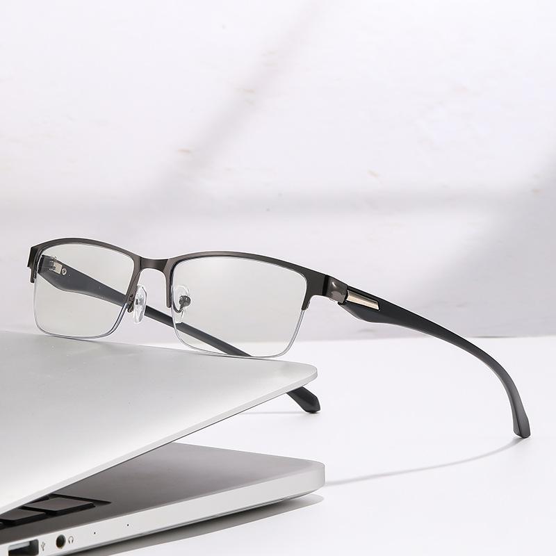 Men's Business Half-frame Myopia Glasses Eyebrow Glasses Frame Anti-blue Light Flat-light Glasses Trendy Glasses 808