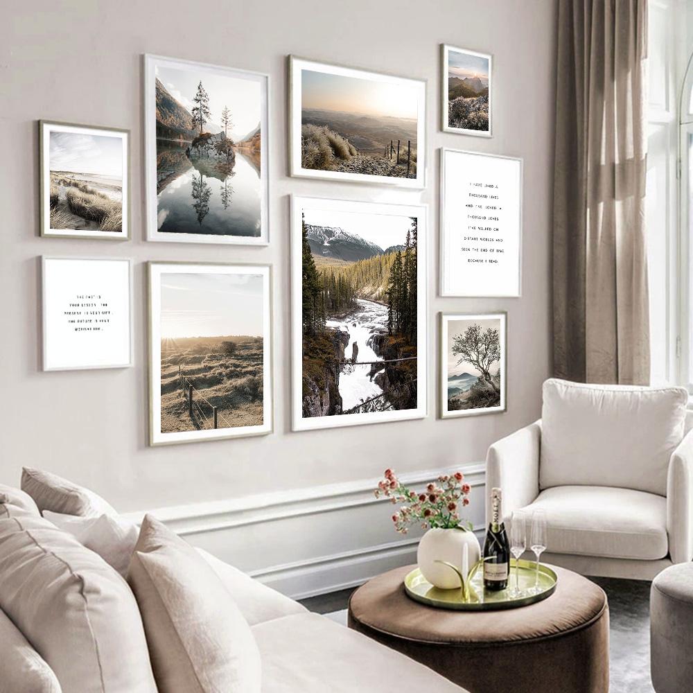 Лесной пейзаж, принты плакатов, природный пейзаж, солнечный свет, луга, холст, картина, настенная живопись, картина для домашнего декора, живопись