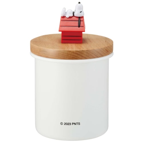 Skater ENC8D-A Enamel Canister with Wooden Lid and Mascot, 750ml, Storage Container, Snoopy