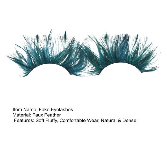 Yousheng 1 Pair 3D Artificial Feather Eyelashes Natural & Dense Green Color Fake Lashes Extension Exaggerated Art Party Makeup Fake Eyelashes