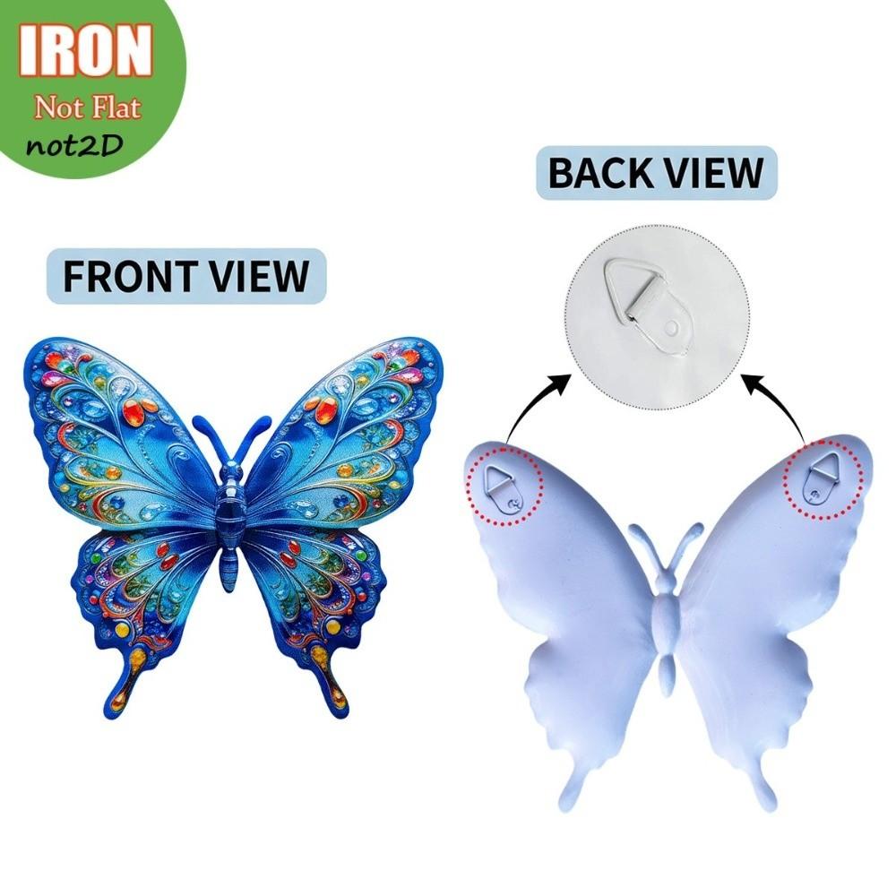 With Tool-Free Hook Butterfly Wall Art Decor Colorful Metal Butterfly Outdoor Sculpture Yard