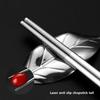 316 Stainless Steel Chopstick Laser Engraving Chinese Chopsticks Antiskid Household Metal Reusable Chopstick Kitchen Tableware