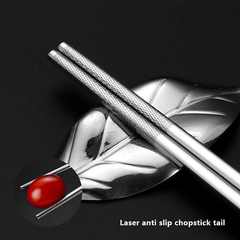 316 Stainless Steel Chopstick Laser Engraving Chinese Chopsticks Antiskid Household Metal Reusable Chopstick Kitchen Tableware