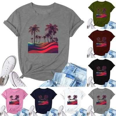 Женская модная повседневная плиссированная футболка с коротким рукавом с принтом