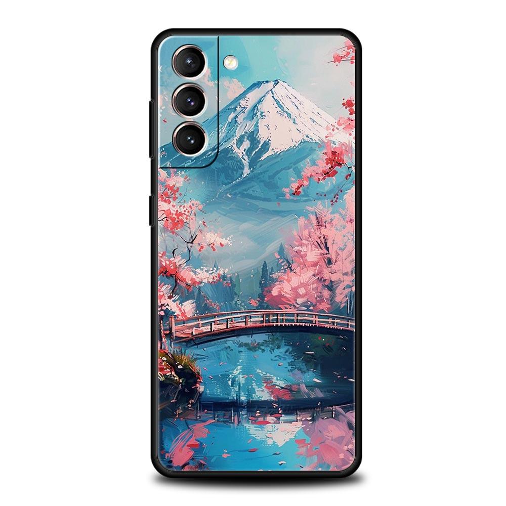 Япония Гора Фудзи Картина Цветение сакуры Чехол для телефона Для Samsung Galaxy S25 S24 S23 S22 S20 Ultra S21 FE 5G S10 Plus S10E Чехол