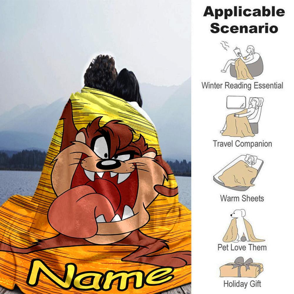 Customiz Name Personality Taz-Mania Blanket Soft &Warm Sofa Office Bed Travel Lunch Break Blanket, Gift Suitable All Seasons