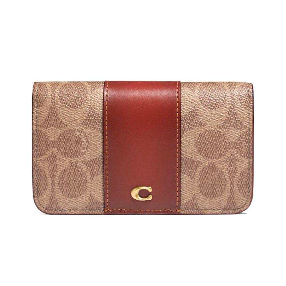 Coach Кошелек-кардхолдер Тонкий Длинный Модный Классический Покрытый Холст С Кожаным Кошельком Женский Кошелек Коричневый Желтый Ржавый C5870-B4NQ4