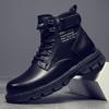 Men's 2025 Autumn High-Top Leather Work Boots - Thick-Soled Korean Style Casual Short Boots