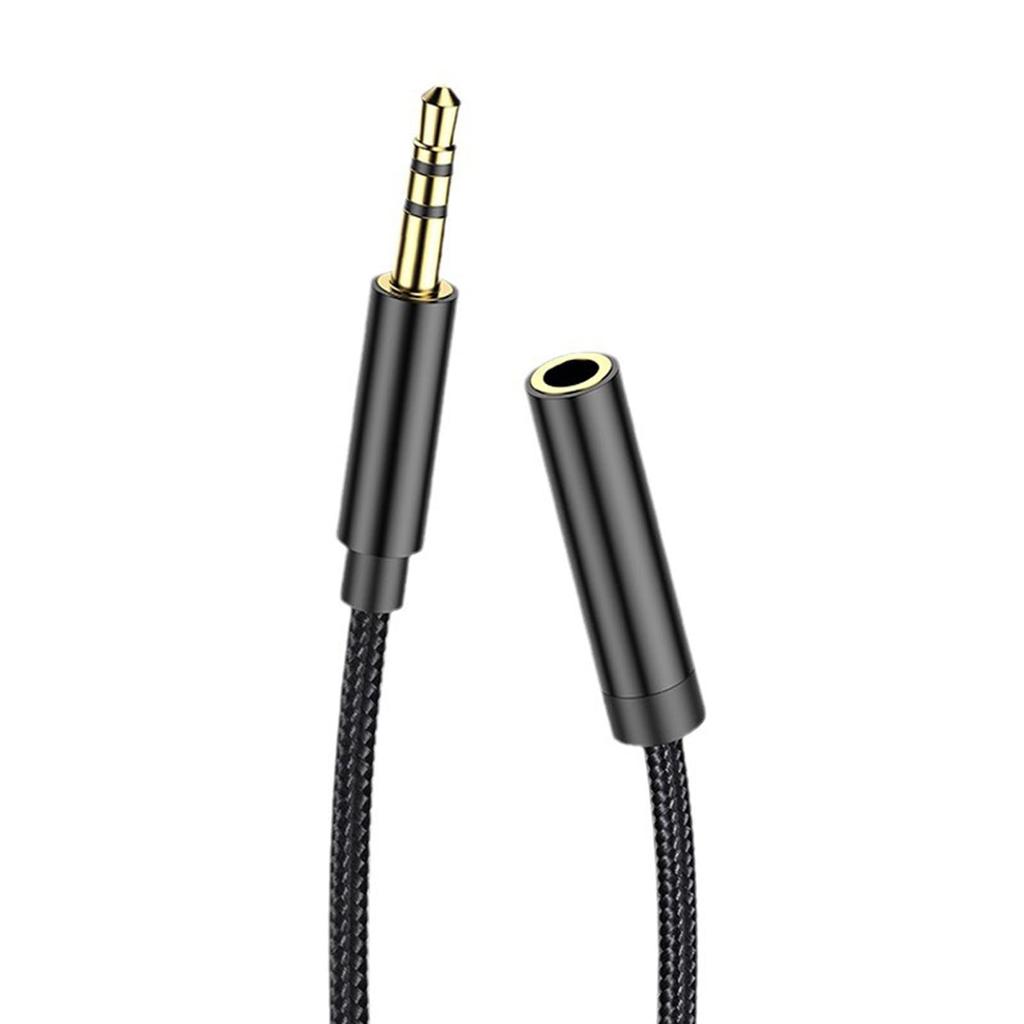 IAKTD Earphone Extension Wire 3 Pole Extension Wire AUX Cable Audio Line Highly Durable Nylon Braid Earphone Speaker Audio PC DVD M Black 3.5mm Etc.