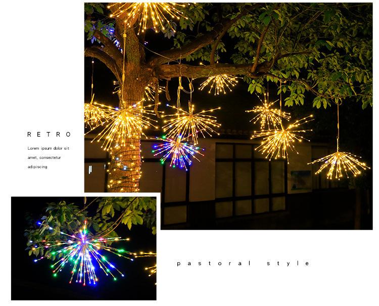LED Starry Sky Firework Lights - Waterproof Outdoor Hanging Decorative String for Lawn & Courtyard.