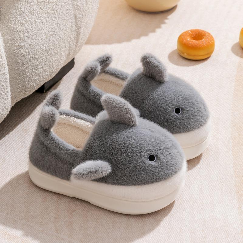 Children's Cotton Shoes Boys Winter New Indoor Home Piled Thickened Whale Bag and Slippers Women's Autumn and Winter