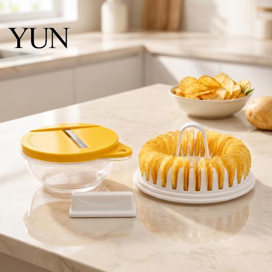 Reusable Chip Making Kit Microwave Potato Maker, Stainless Steel Slicer DIY Crispy Snack Vegetable Preparation Tool Cooker, Healthy Oil Free Homemade