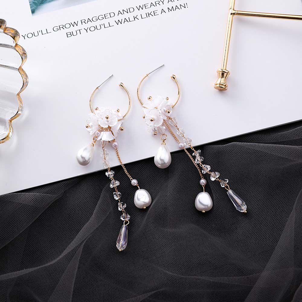 Wedding Flower Imitation Pearl Beads Fairy Tassels Earrings Dangle Earrings Drop Earrings Jewelry