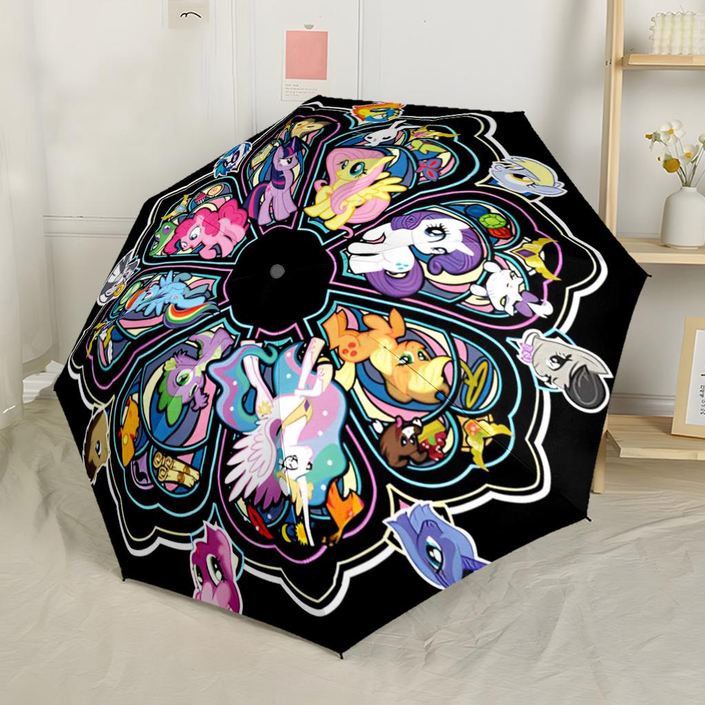 My Little Pony Friendship Portable Automatic Umbrella Folding Umbrella with 8 Ribs Sturdy Construction All-Season Use Fashion Lovers Gift