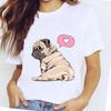 Women Printing Short Sleeve Tshirt Dog Pug Love Cute Casual Fashion Clothes  T Tee Top Print  Female Clothing Graphic T-shirt