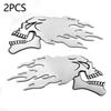 Motorbike Motorcycle Tank Car Sliver Flaming Skull 3D Gel Sticker Decal L/R Pair