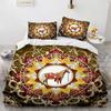 Mandala Duvet Cover Set Boho Style Horse Pattern Chic Polyester Comforter Cover King Twin Size for Teens Adults Boys Bedding Set