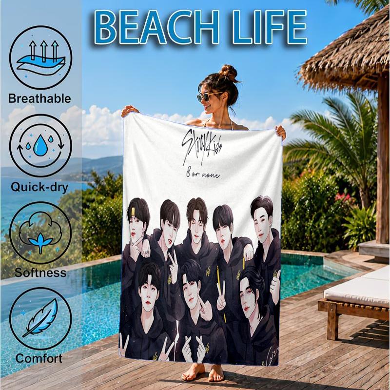K-pop Group Stray Beach Towel, Microfiber Beach Towel, Perfect For Pool, Beach, Travel, Home Decor Beach Party Fan gifts
